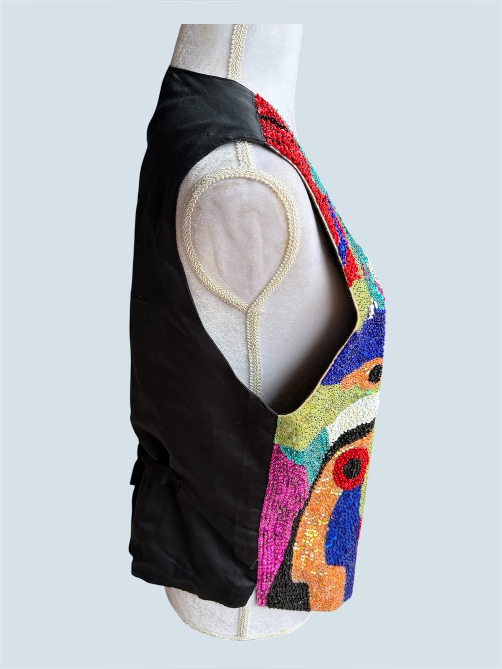 Vtg beaded sequin bird vest size medium - Picture 6 of 8